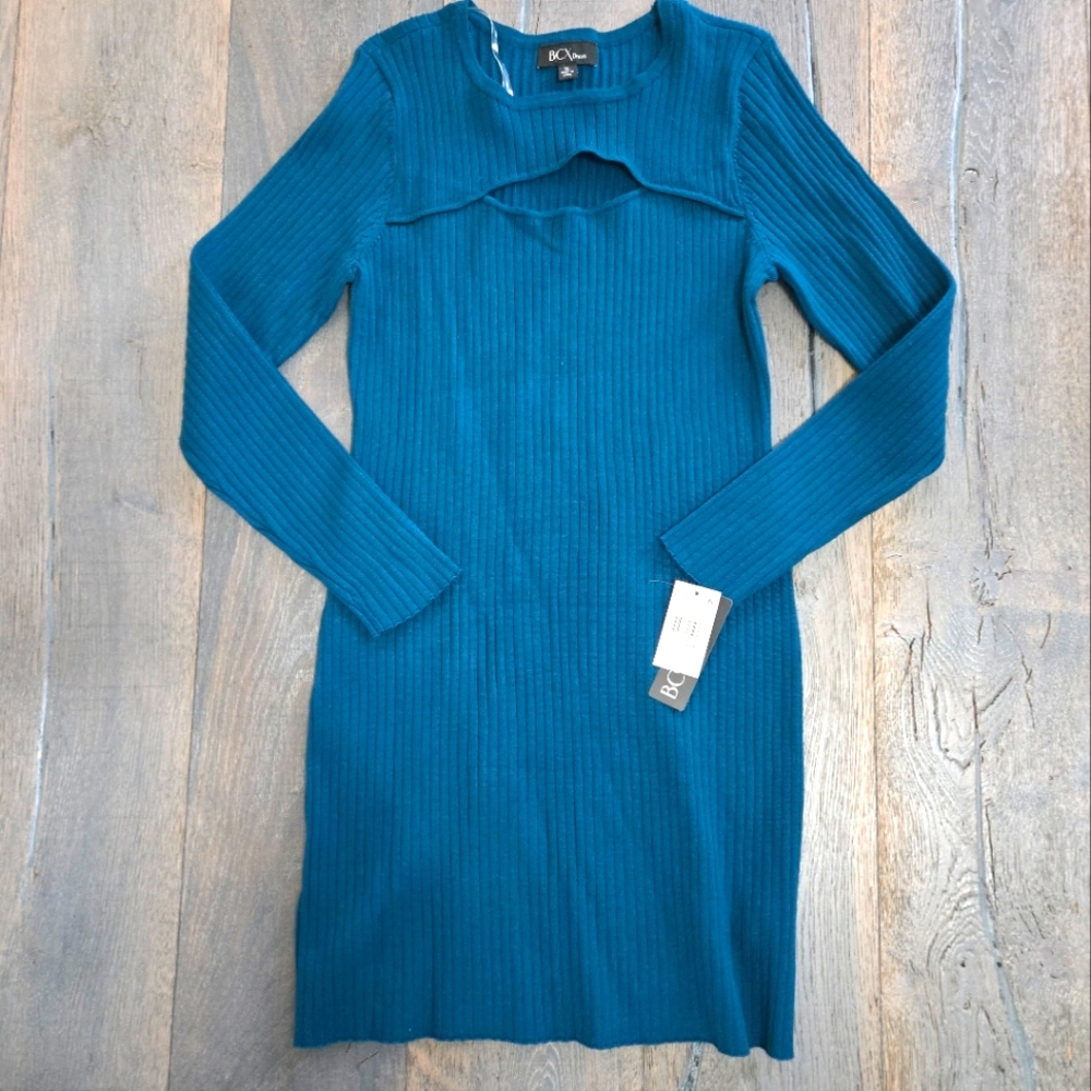 BCBX Teal Ribbed Knit Dress